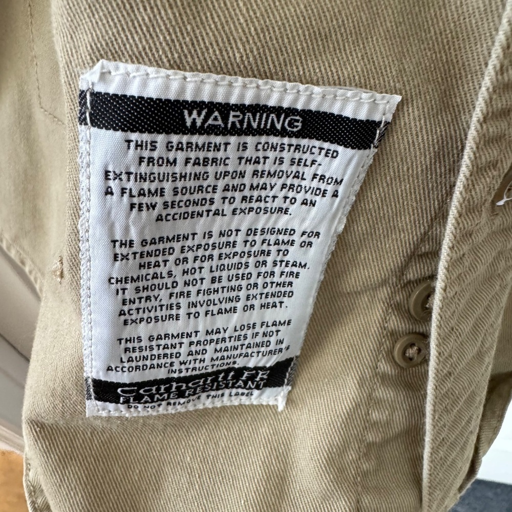 Carhartt FR FRS160 Twill Work Shirt LG Flame Resistant NFPA 70E Khaki - Picture 9 of 11